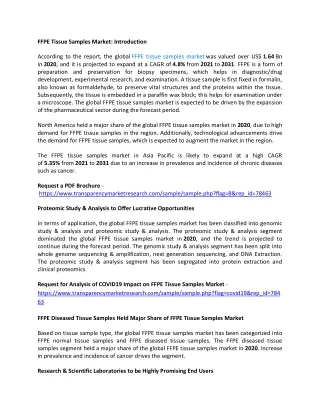 ffpe tissue samples market introduction