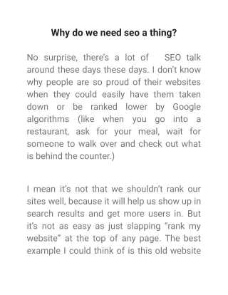 Why do we need seo a thing