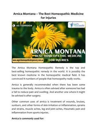 Arnica Montana Homeopathic Medicine - Angel's Pharmacy