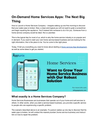 On-Demand Home Services Apps: The Next Big Thing