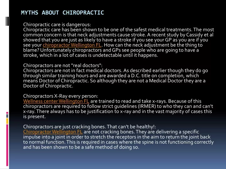 myths about chiropractic