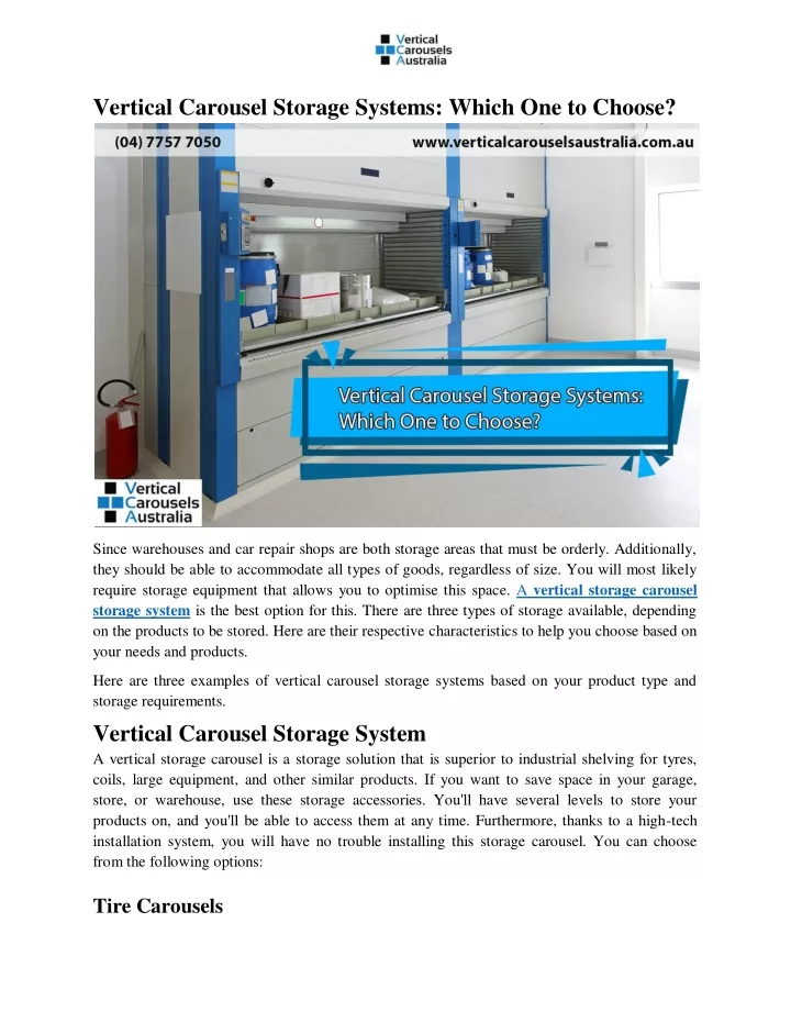 vertical carousel storage systems which