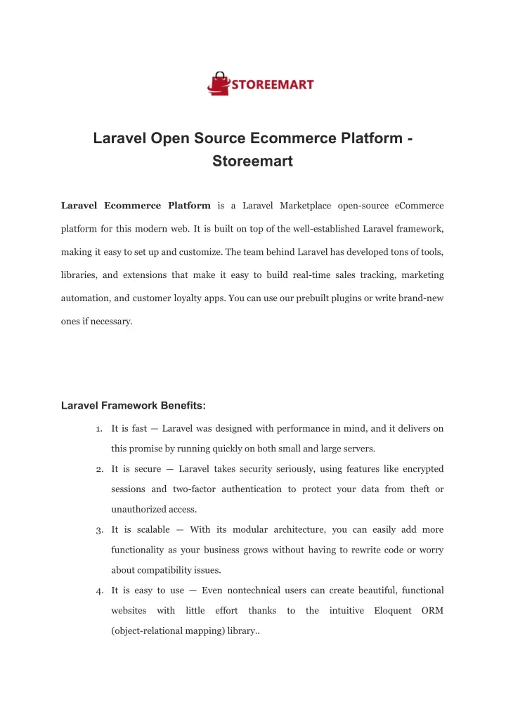 laravel open source ecommerce platform storeemart