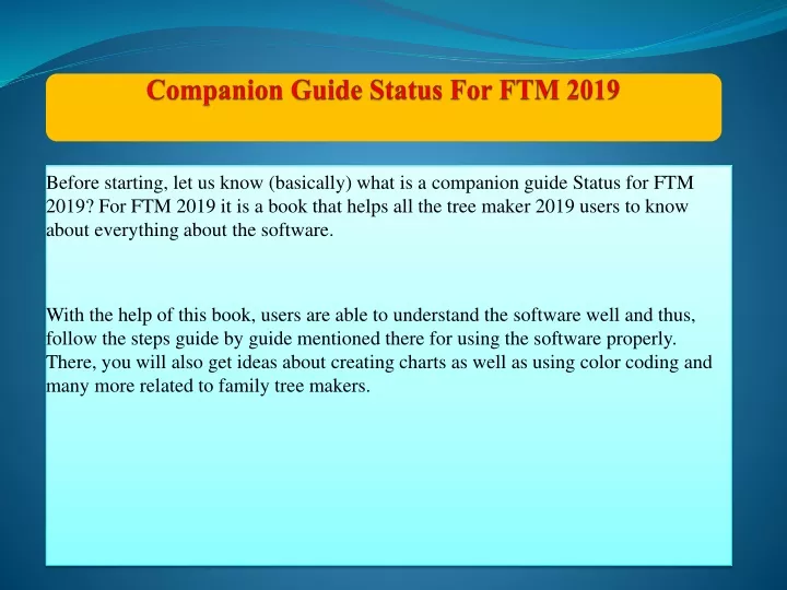 companion guide status for ftm 2019