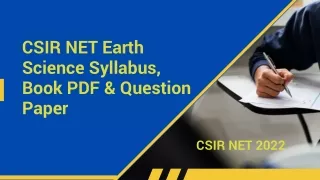 CSIR NET Earth Science syllabus, book pdf & question paper