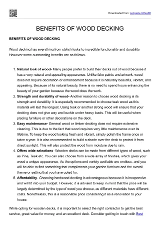 Benefits of wood decking