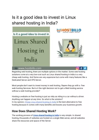 is it a good idea to invest in linux shared