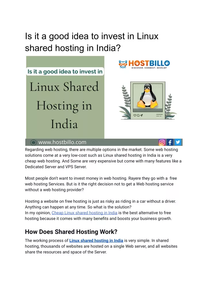 is it a good idea to invest in linux shared
