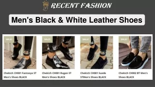 Men's Black & White Leather Shoes | DLRecentFashion