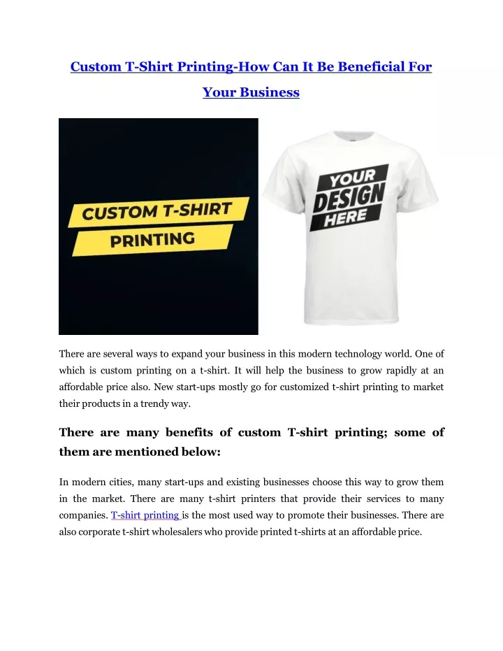 custom t shirt printing how can it be beneficial