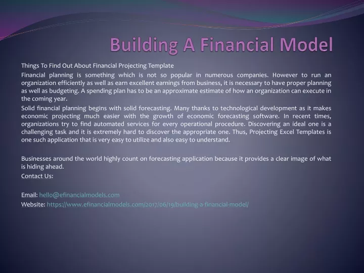 building a financial model