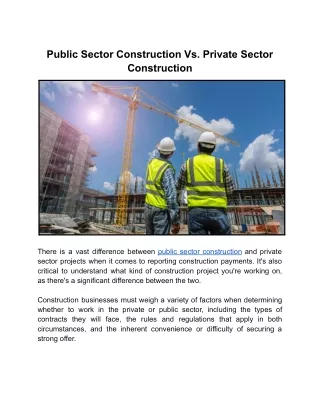 Public Sector Construction Vs. Private Sector Construction