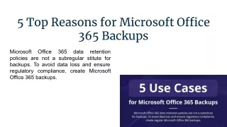 5 Top Reasons for Microsoft Office 365 Backups