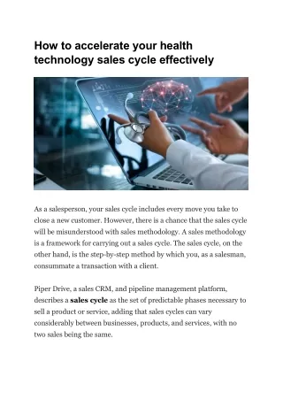 How to accelerate your health technology sales cycle effectively