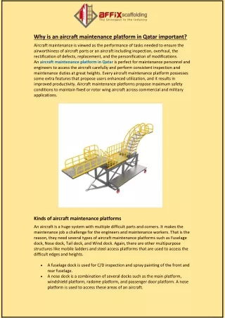why is an aircraft maintenance platform in qatar