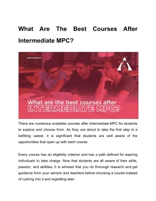 What Are The Best Courses After Intermediate MPC