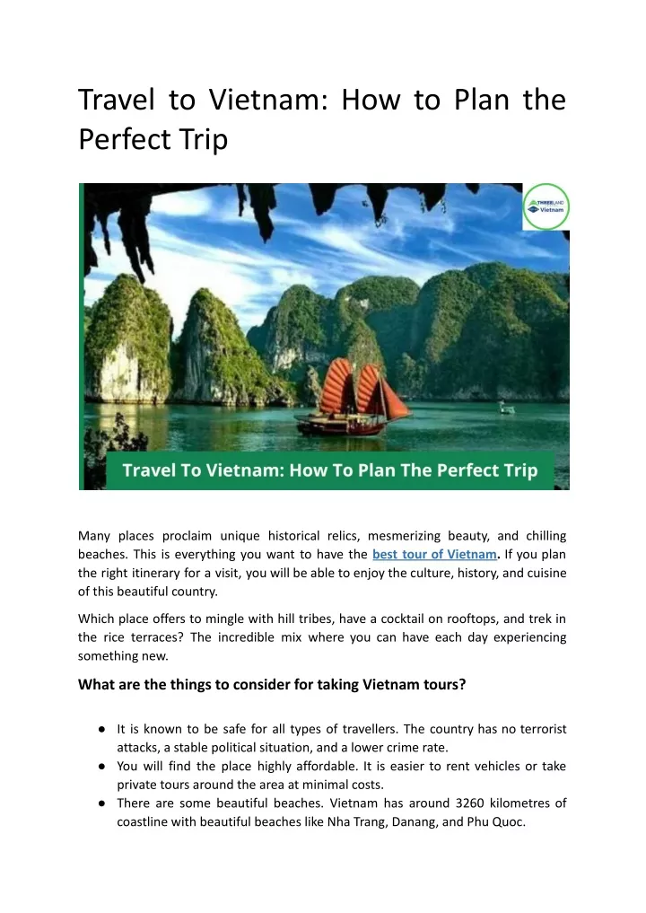 travel to vietnam how to plan the perfect trip