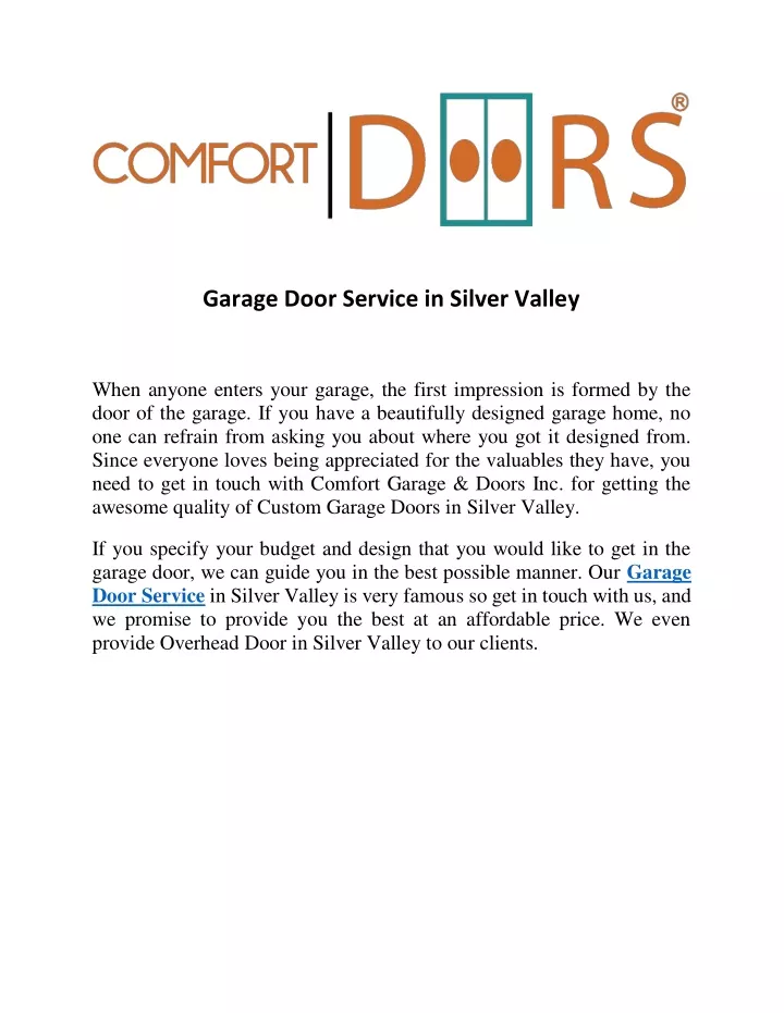 garage door service in silver valley