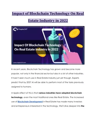 Impact of Blockchain Technology On Real Estate Industry in 2022