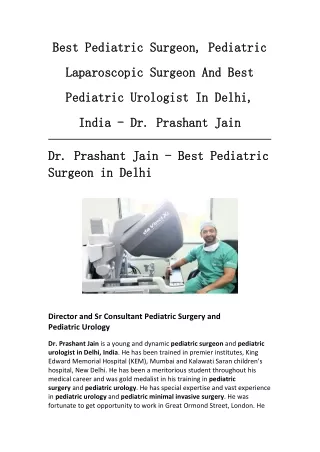 Best Pediatric Surgeon in India - Dr. prashant Jain