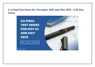 CA FINAL TEST SERIES FOR NOV 22 AND MAY 2023 -GM TEST SERIES