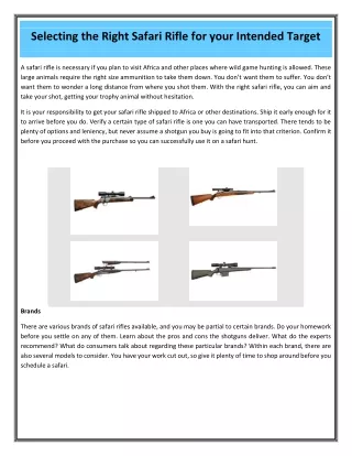 selecting the right safari rifle for your