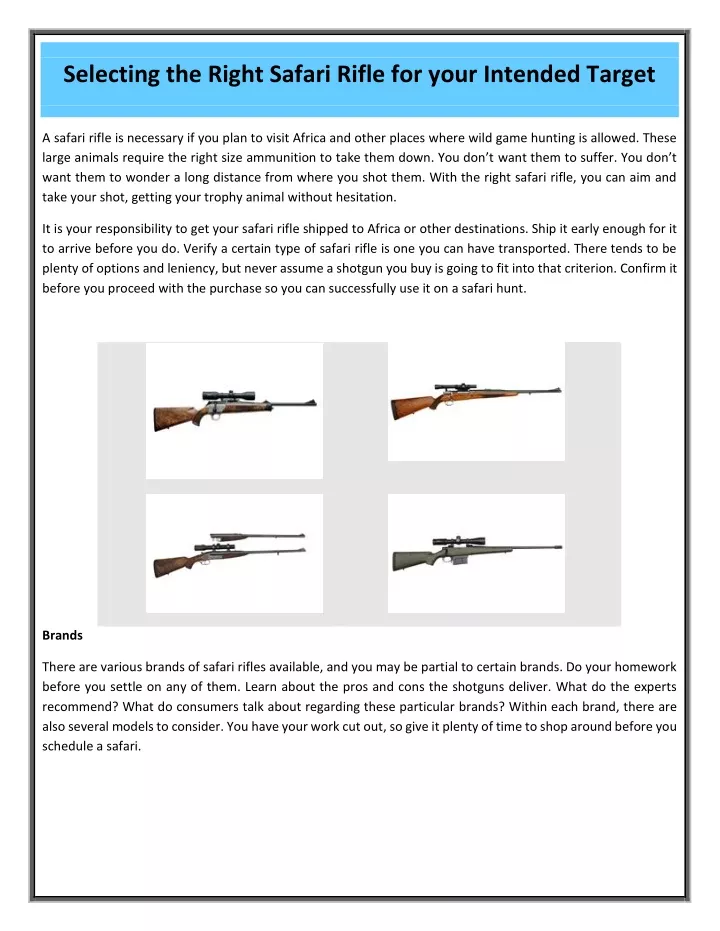 selecting the right safari rifle for your