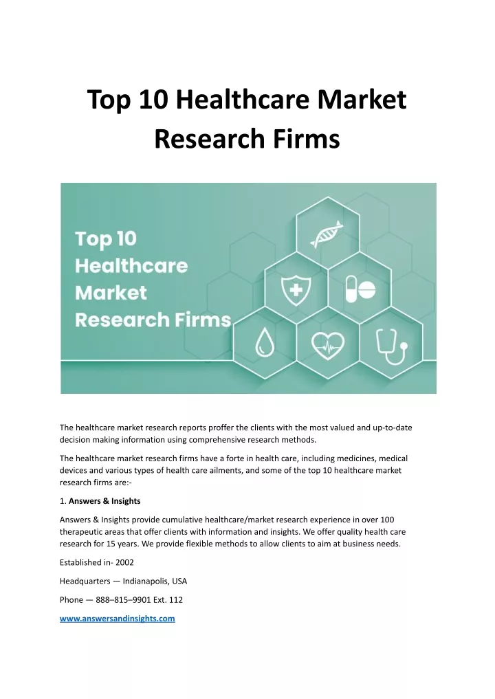 top 10 healthcare market research firms