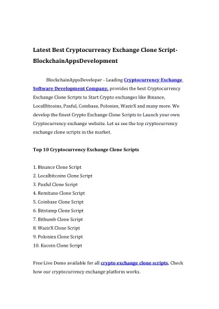 latest best cryptocurrency exchange clone script