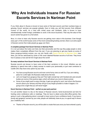 Escort Services in Nariman Point