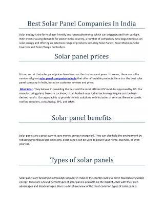 best indian solar panel company