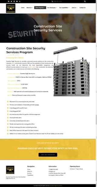 Construction Site Security Services Program