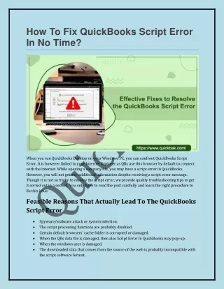 How To Fix QuickBooks Script Error In No Time