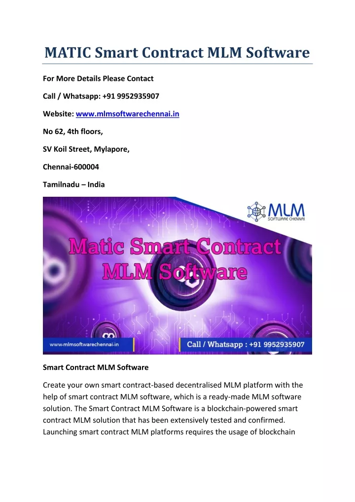 matic smart contract mlm software