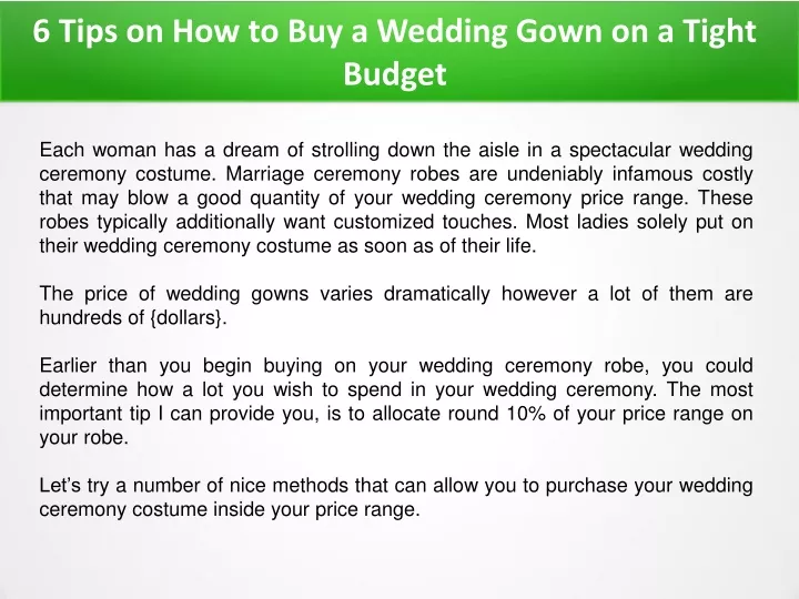 6 tips on how to buy a wedding gown on a tight