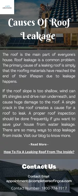 Causes Of Roof Leakage