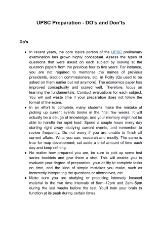 upsc preparation do s and don ts