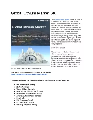 global lithium market stu