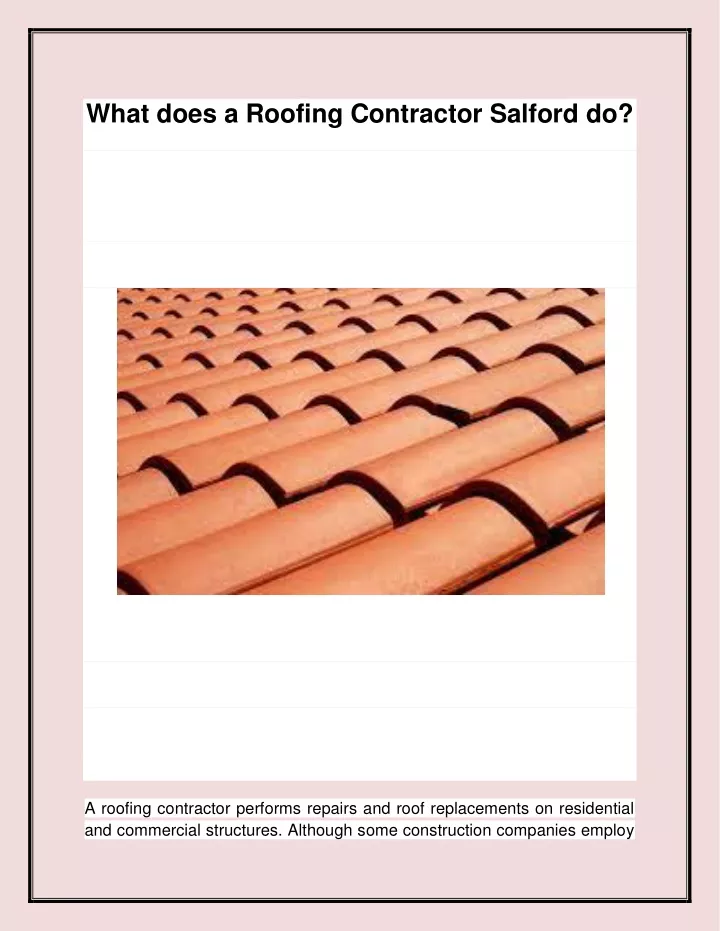 what does a roofing contractor salford do