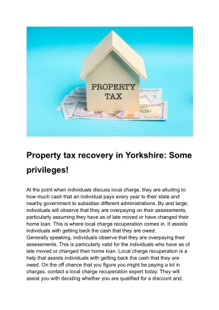 property tax recovery in yorkshire some