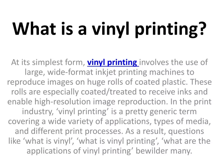 what is a vinyl printing