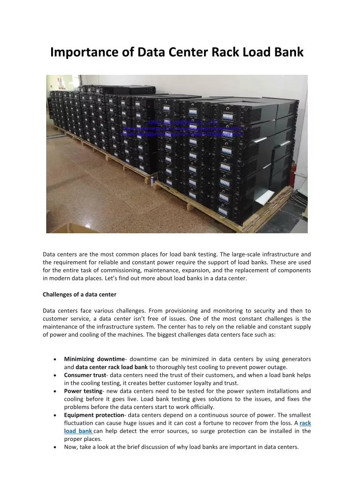 importance of data center rack load bank