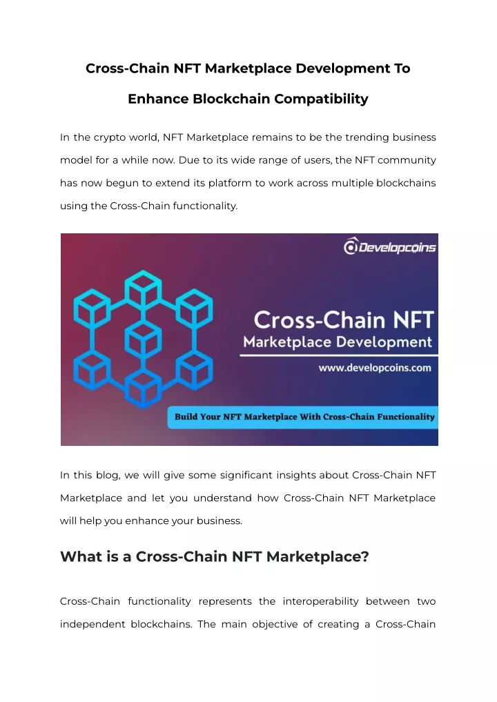cross chain nft marketplace development to