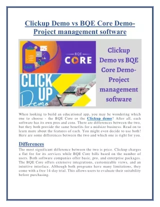 clickup demo vs bqe core demo project management