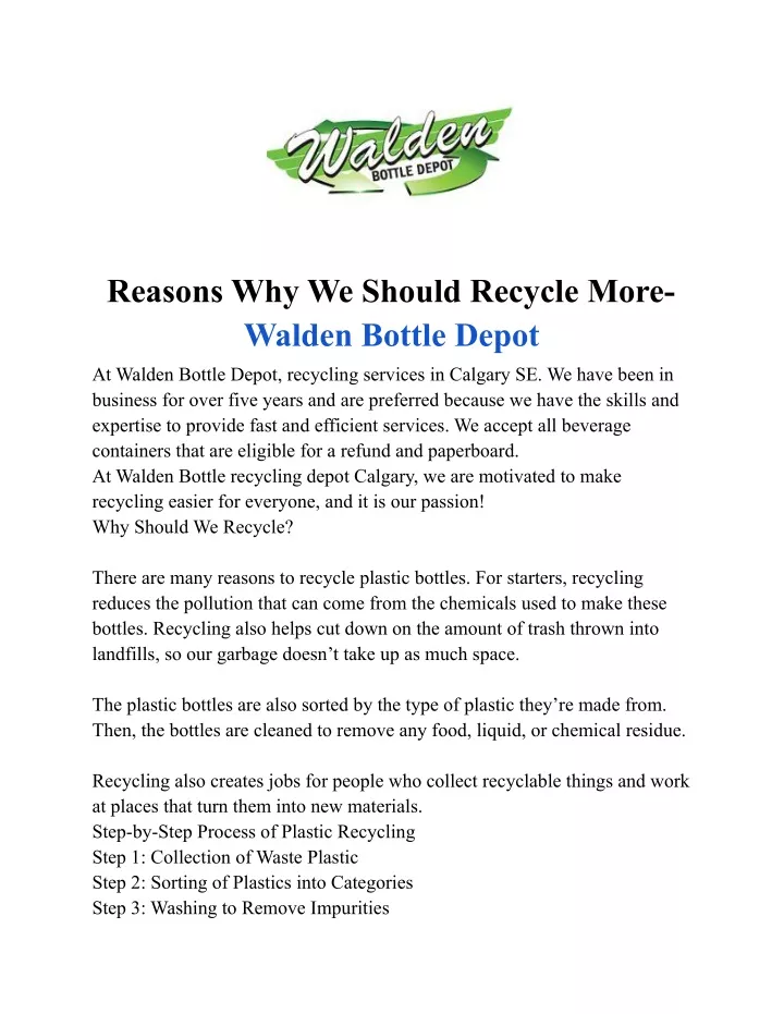 reasons why we should recycle more walden bottle