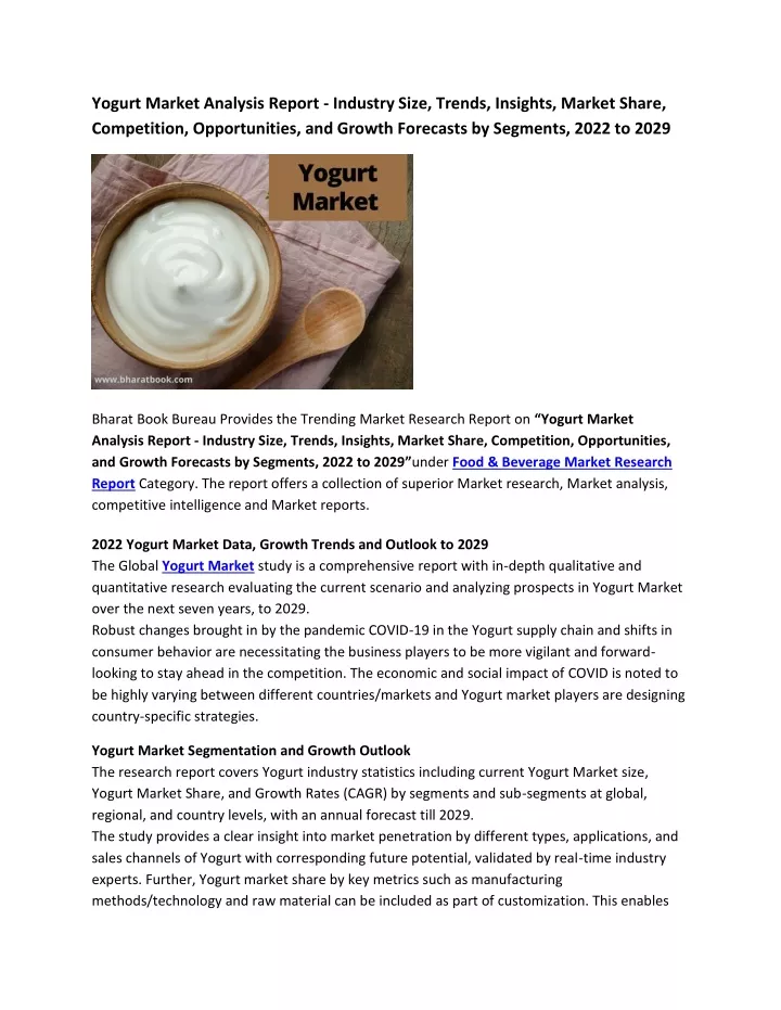 yogurt market analysis report industry size