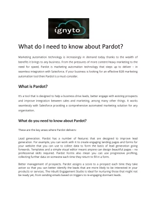 what do i need to know about pardot