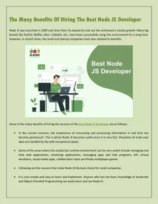 The Many Benefits Of Hiring The Best Node JS Developer