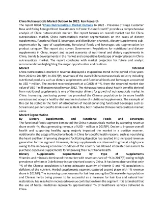 china nutraceuticals market outlook to 2022