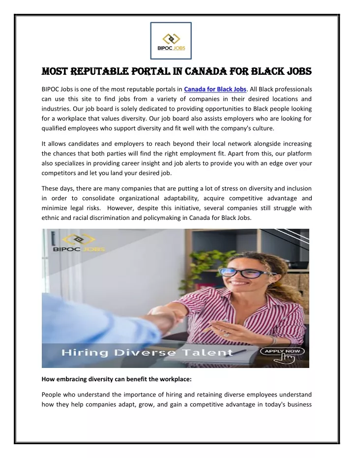 most reputable portal in canada for black jobs